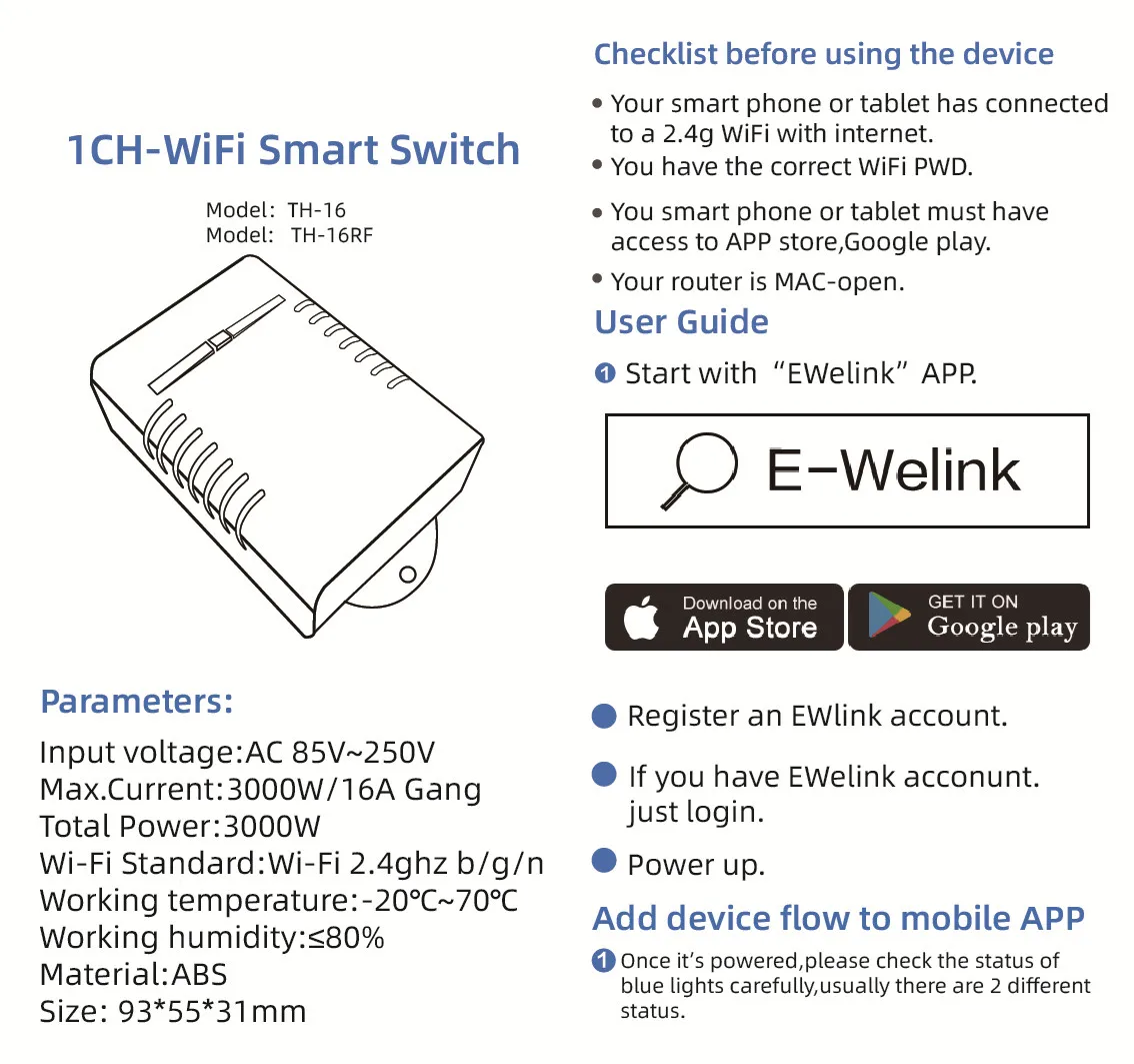 eWelink Smart TH16 Switch 16A Temperature and Humidity Monitoring WiFi Switch Wireless Control Compatible With Alexa Google Home