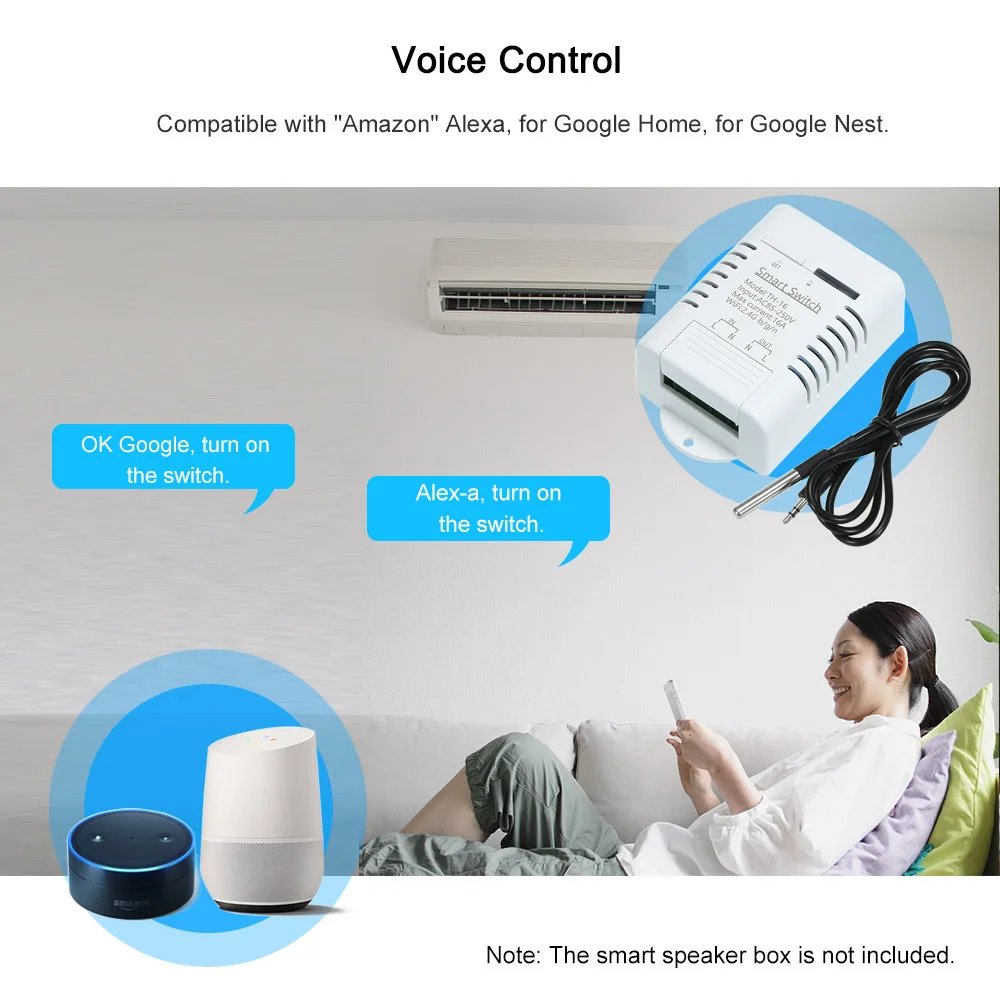 eWelink Smart TH16 Switch 16A Temperature and Humidity Monitoring WiFi Switch Wireless Control Compatible With Alexa Google Home