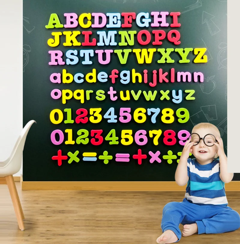 24-76pcs EVA Foam Magnetic Alphabet Letters Learning Spelling Counting Set Refrigerator Stickers Educational Toys For Kids