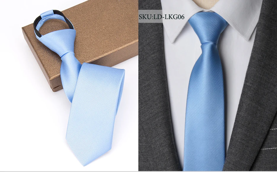 Men Necktie Zipper Lazy Tie Fashion Solid 6cm Ties Business for Man Gravatas Handkerchief Bowtie Mens Wedding Shirt Accessories