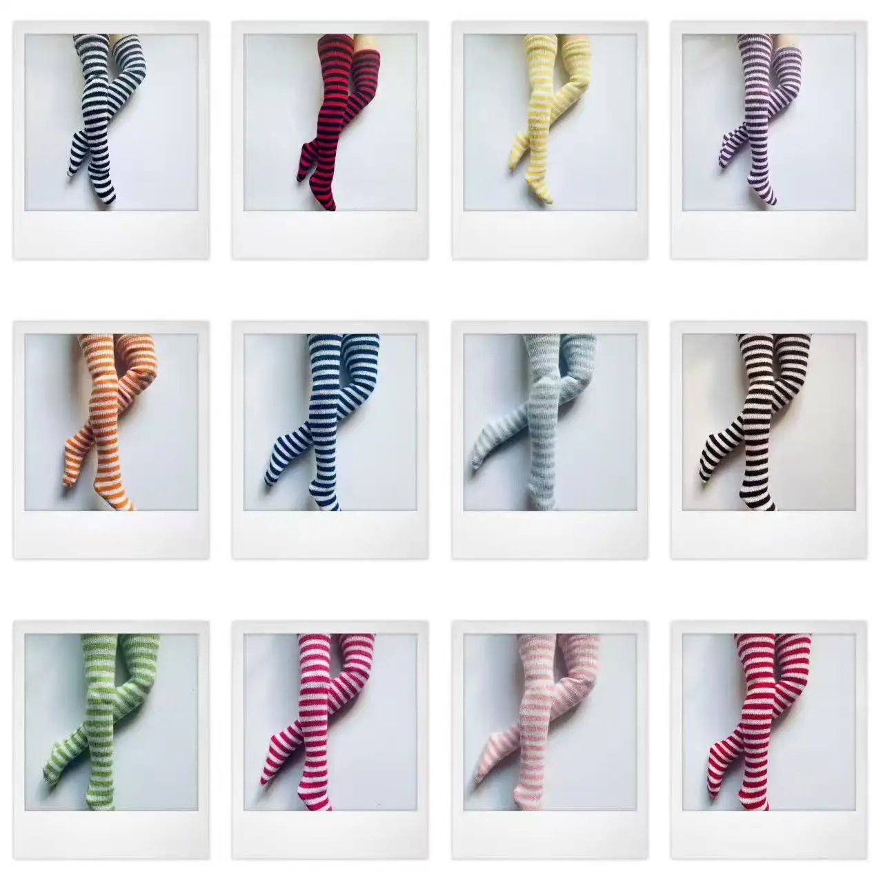 NEW Handmade 1 Pair Candy Color Stripe Stocking Socks for Blyth, Azone 30cm Dolls OB, Momoko, Licca 1/6 Dolls Accessories