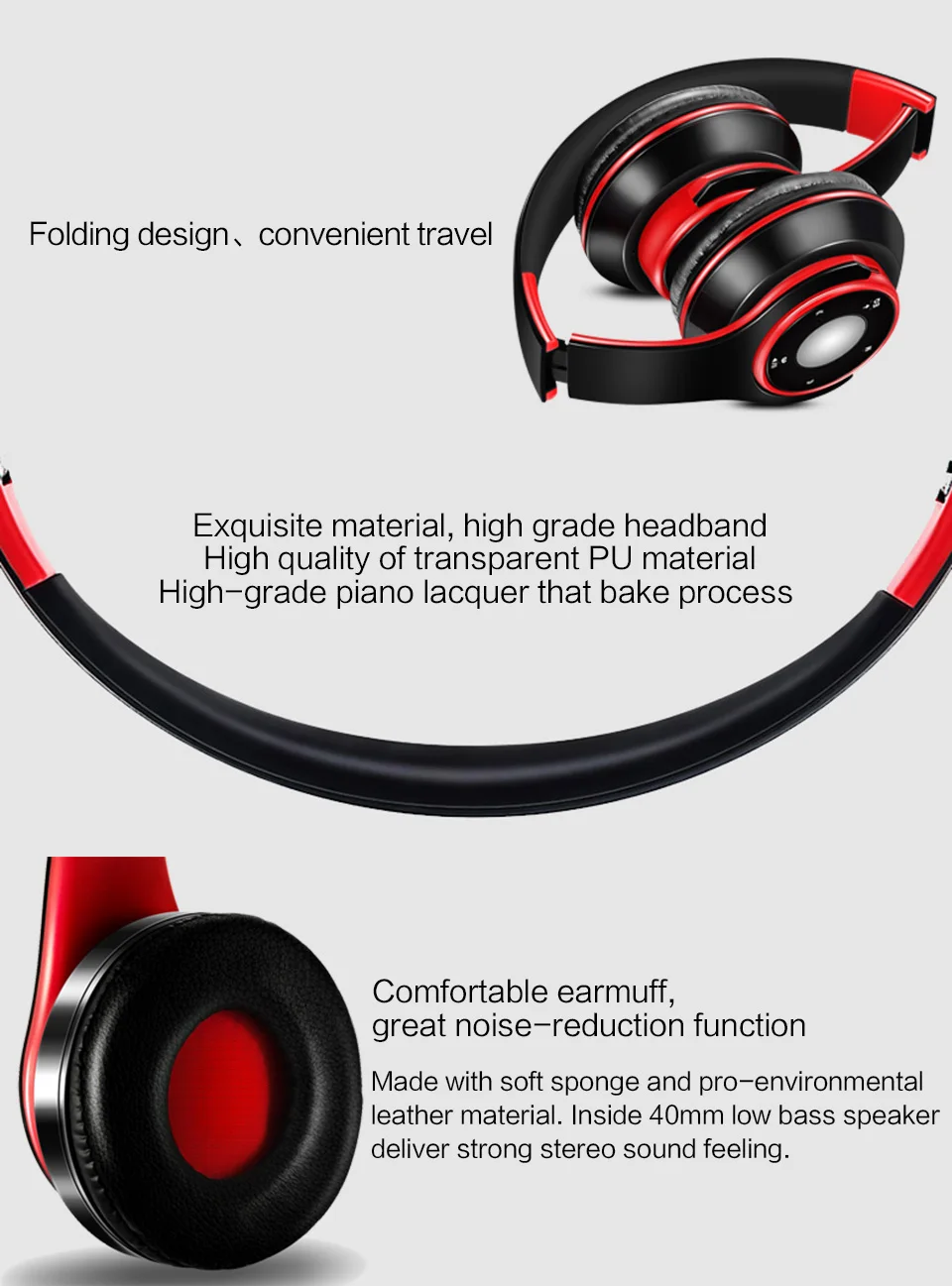 Best Colorful Earphones Wireless Bluetooth 5.3 Headsets Built-in Mp3 Player Foldable Sport Headphones Stereo Sound For Cellphone