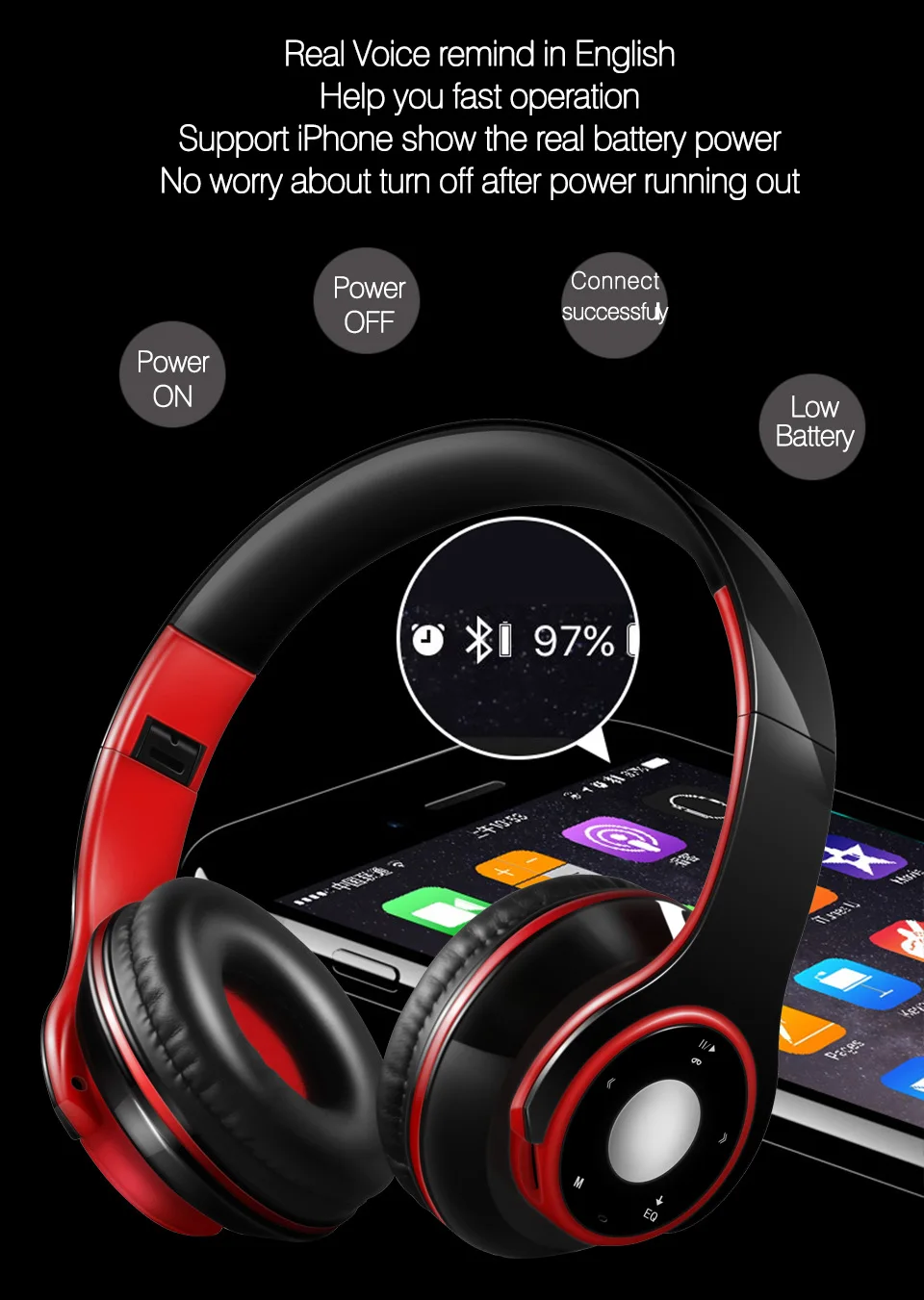 Best Colorful Earphones Wireless Bluetooth 5.3 Headsets Built-in Mp3 Player Foldable Sport Headphones Stereo Sound For Cellphone