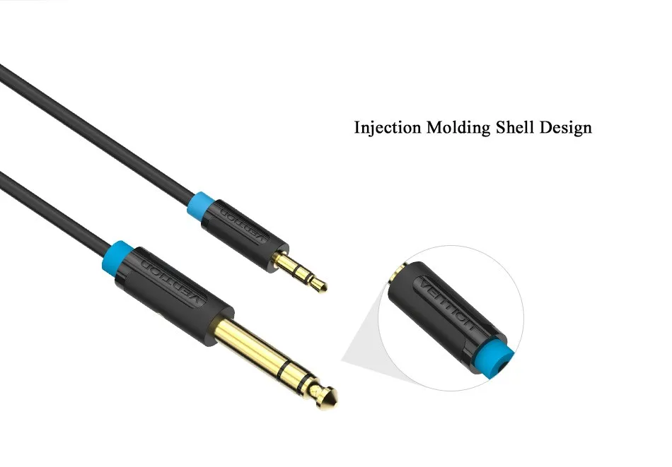 Vention 3.5mm to 6.35mm Adapter Aux Cable for Mixer Amplifier Gold Plated 3.5 Jack to 6.5 Jack 0.5m 3m 5m Aux Cabo Male to Male