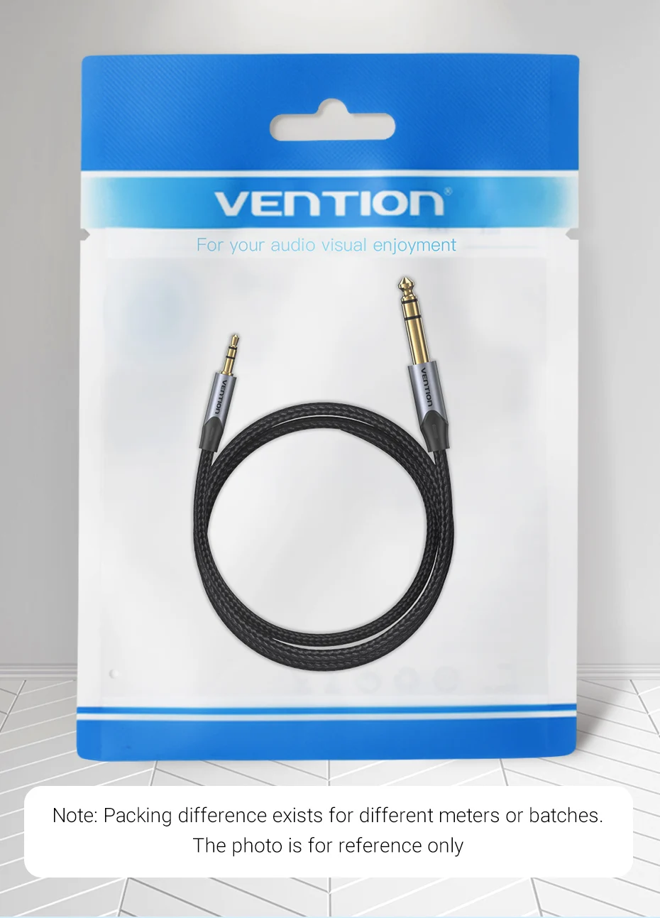 Vention 3.5mm to 6.35mm Adapter Aux Cable for Mixer Amplifier Gold Plated 3.5 Jack to 6.5 Jack 0.5m 3m 5m Aux Cabo Male to Male