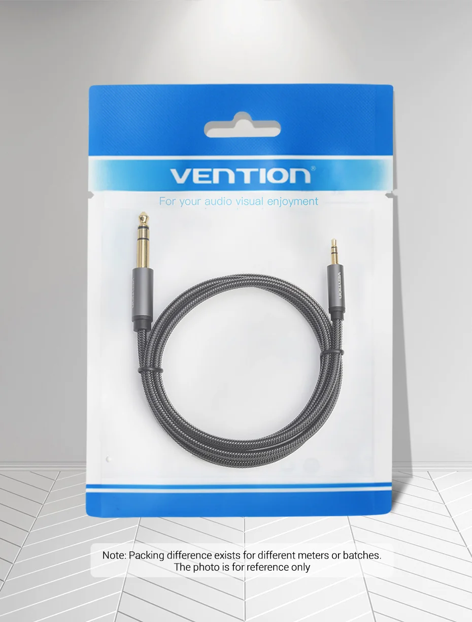 Vention 3.5mm to 6.35mm Adapter Aux Cable for Mixer Amplifier Gold Plated 3.5 Jack to 6.5 Jack 0.5m 3m 5m Aux Cabo Male to Male