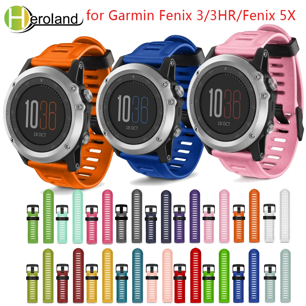 Watch Strap for Garmin Fenix 3 26mm Watch Strap Kit with tools Outdoor Sport Silicone Watchband for Garmin Fenix 3HR/Fenix 5X
