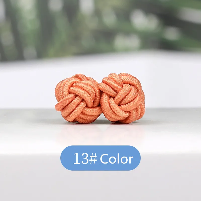 1 pair 37 Colors Multicolor Elastic Fabric Silk Knot Shirt Cufflinks DIY Braided Handmade Elastic Double Rope Ball Cuff Links
