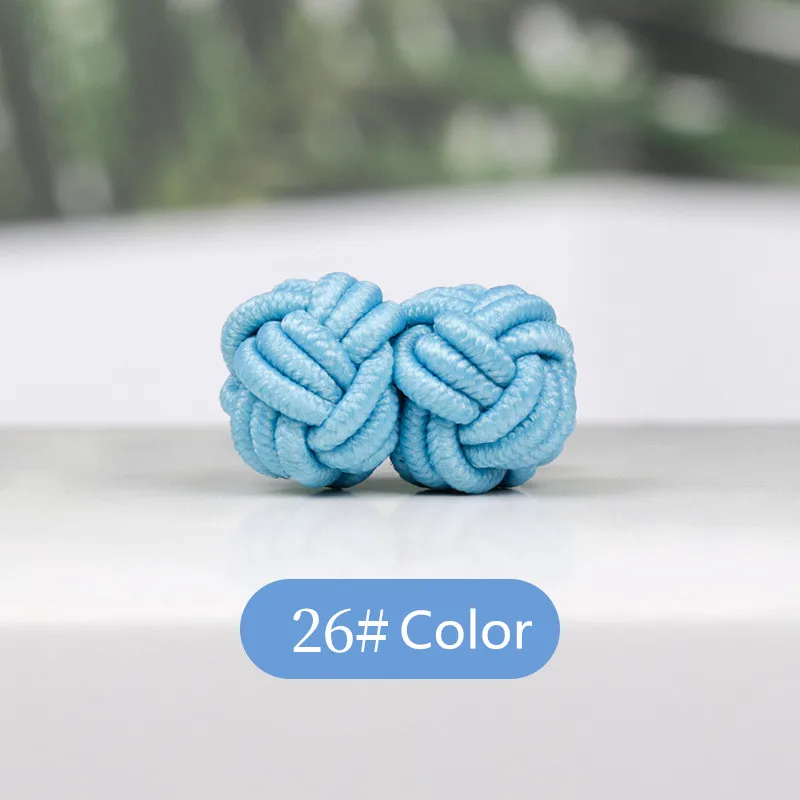 1 pair 37 Colors Multicolor Elastic Fabric Silk Knot Shirt Cufflinks DIY Braided Handmade Elastic Double Rope Ball Cuff Links