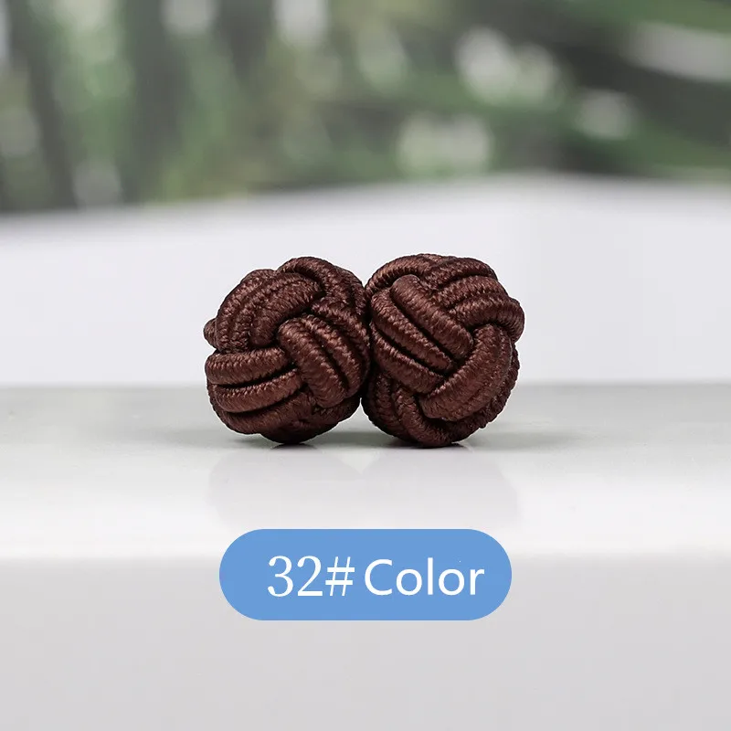 1 pair 37 Colors Multicolor Elastic Fabric Silk Knot Shirt Cufflinks DIY Braided Handmade Elastic Double Rope Ball Cuff Links