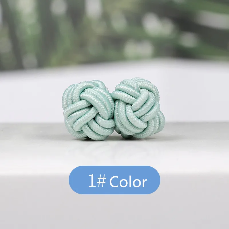 1 pair 37 Colors Multicolor Elastic Fabric Silk Knot Shirt Cufflinks DIY Braided Handmade Elastic Double Rope Ball Cuff Links