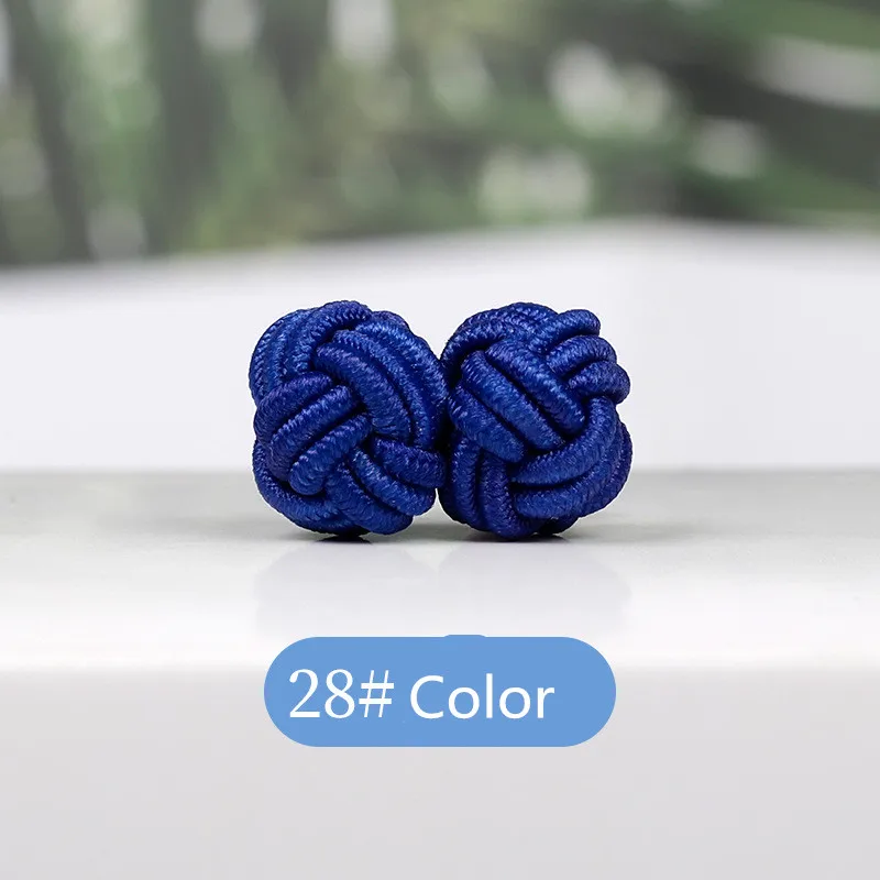 1 pair 37 Colors Multicolor Elastic Fabric Silk Knot Shirt Cufflinks DIY Braided Handmade Elastic Double Rope Ball Cuff Links