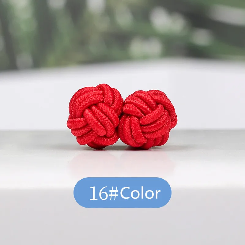 1 pair 37 Colors Multicolor Elastic Fabric Silk Knot Shirt Cufflinks DIY Braided Handmade Elastic Double Rope Ball Cuff Links