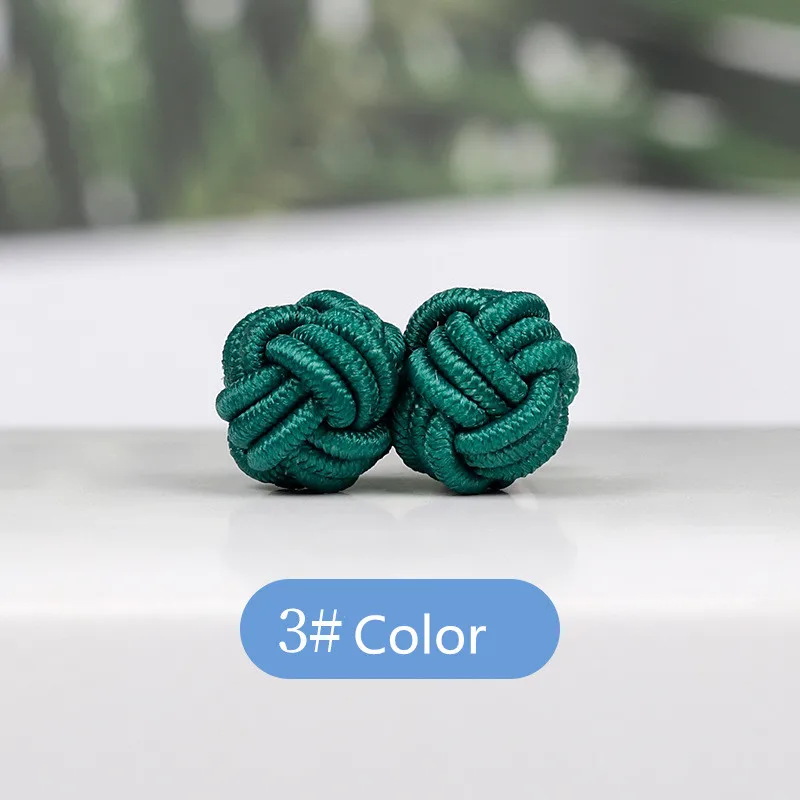1 pair 37 Colors Multicolor Elastic Fabric Silk Knot Shirt Cufflinks DIY Braided Handmade Elastic Double Rope Ball Cuff Links