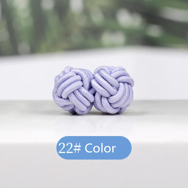 1 pair 37 Colors Multicolor Elastic Fabric Silk Knot Shirt Cufflinks DIY Braided Handmade Elastic Double Rope Ball Cuff Links