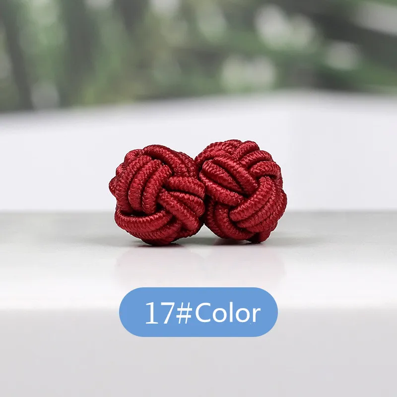 1 pair 37 Colors Multicolor Elastic Fabric Silk Knot Shirt Cufflinks DIY Braided Handmade Elastic Double Rope Ball Cuff Links
