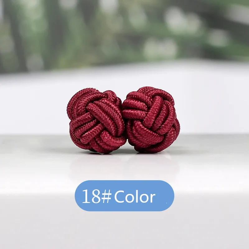 1 pair 37 Colors Multicolor Elastic Fabric Silk Knot Shirt Cufflinks DIY Braided Handmade Elastic Double Rope Ball Cuff Links
