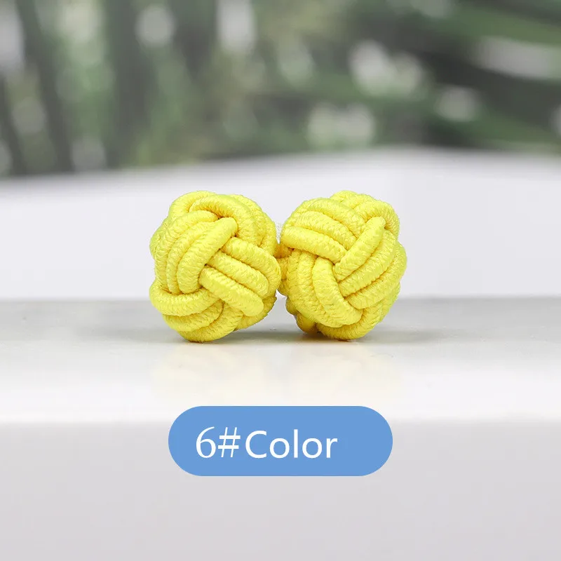 1 pair 37 Colors Multicolor Elastic Fabric Silk Knot Shirt Cufflinks DIY Braided Handmade Elastic Double Rope Ball Cuff Links