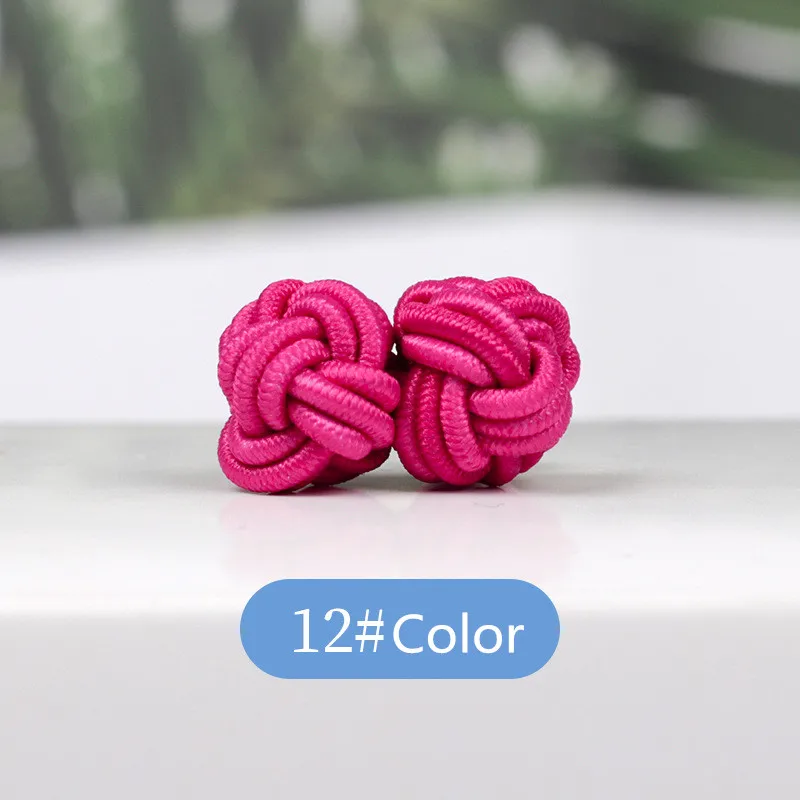 1 pair 37 Colors Multicolor Elastic Fabric Silk Knot Shirt Cufflinks DIY Braided Handmade Elastic Double Rope Ball Cuff Links