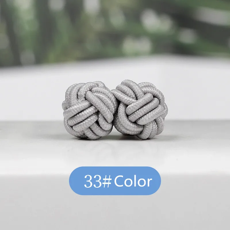 1 pair 37 Colors Multicolor Elastic Fabric Silk Knot Shirt Cufflinks DIY Braided Handmade Elastic Double Rope Ball Cuff Links
