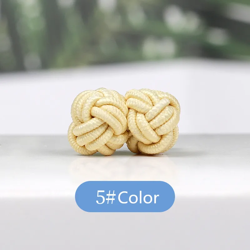 1 pair 37 Colors Multicolor Elastic Fabric Silk Knot Shirt Cufflinks DIY Braided Handmade Elastic Double Rope Ball Cuff Links