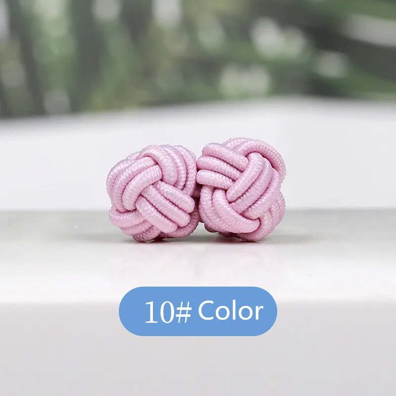 1 pair 37 Colors Multicolor Elastic Fabric Silk Knot Shirt Cufflinks DIY Braided Handmade Elastic Double Rope Ball Cuff Links