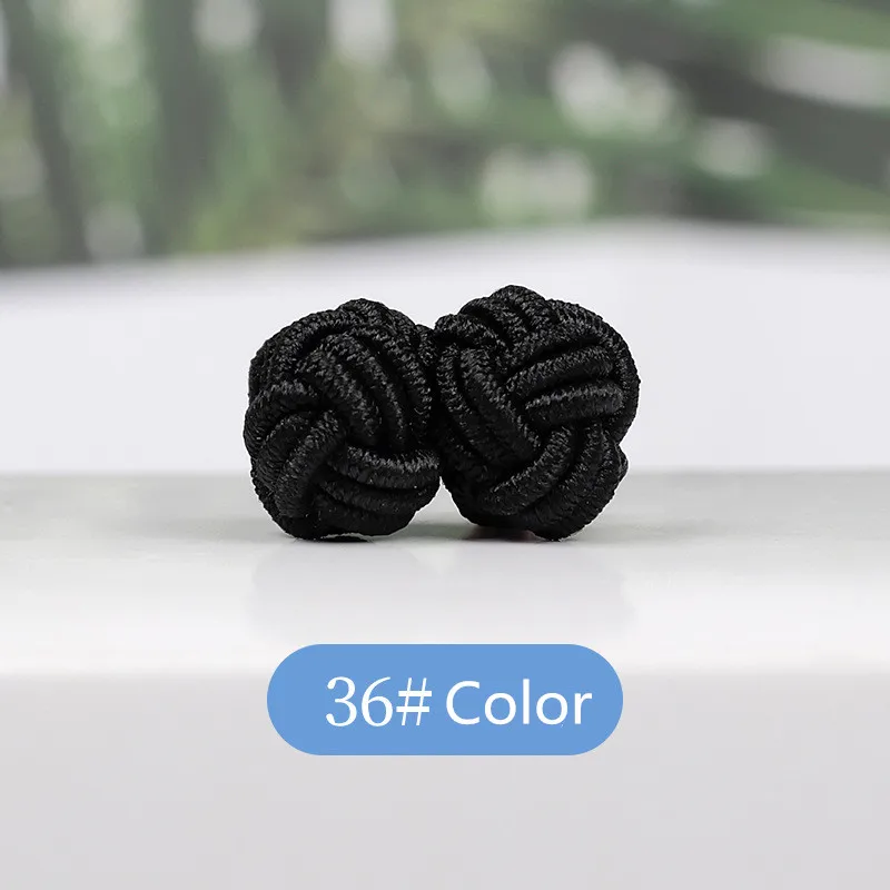 1 pair 37 Colors Multicolor Elastic Fabric Silk Knot Shirt Cufflinks DIY Braided Handmade Elastic Double Rope Ball Cuff Links