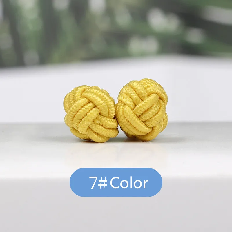 1 pair 37 Colors Multicolor Elastic Fabric Silk Knot Shirt Cufflinks DIY Braided Handmade Elastic Double Rope Ball Cuff Links