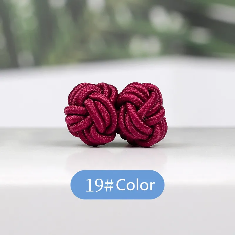1 pair 37 Colors Multicolor Elastic Fabric Silk Knot Shirt Cufflinks DIY Braided Handmade Elastic Double Rope Ball Cuff Links