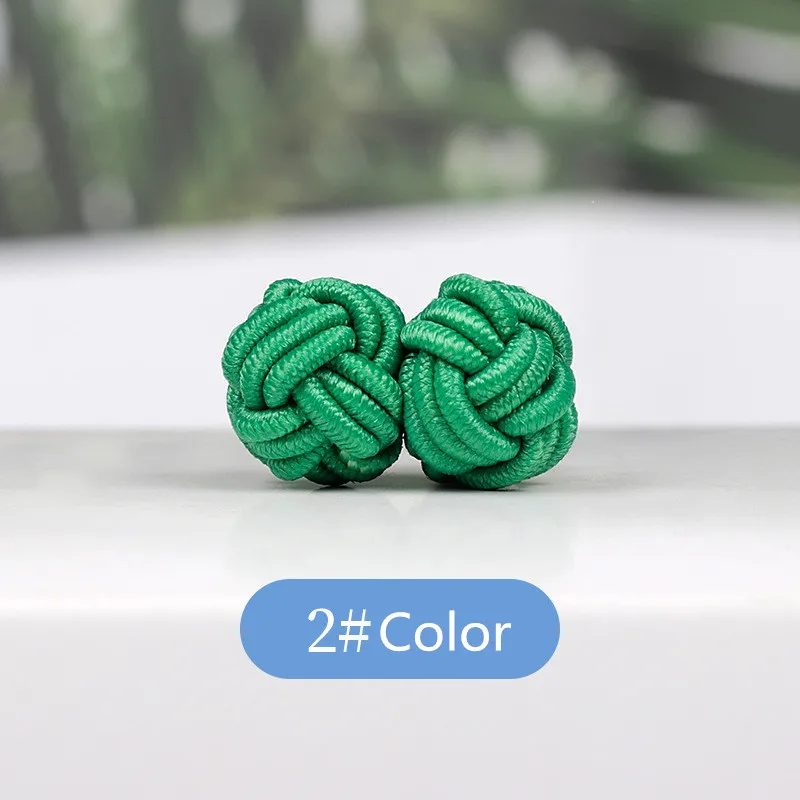 1 pair 37 Colors Multicolor Elastic Fabric Silk Knot Shirt Cufflinks DIY Braided Handmade Elastic Double Rope Ball Cuff Links