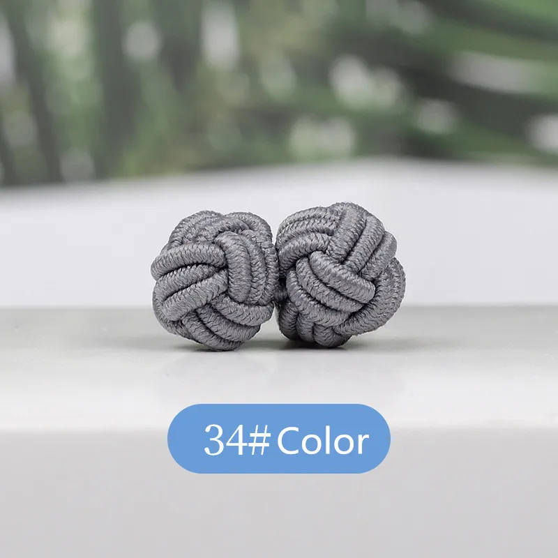 1 pair 37 Colors Multicolor Elastic Fabric Silk Knot Shirt Cufflinks DIY Braided Handmade Elastic Double Rope Ball Cuff Links