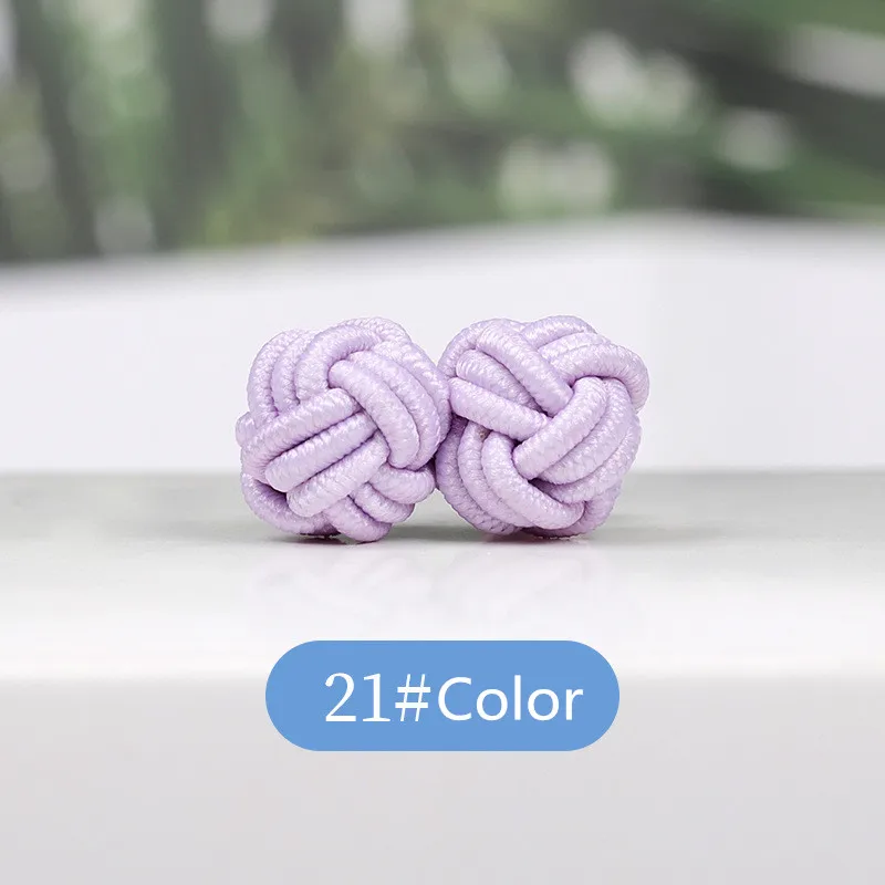 1 pair 37 Colors Multicolor Elastic Fabric Silk Knot Shirt Cufflinks DIY Braided Handmade Elastic Double Rope Ball Cuff Links