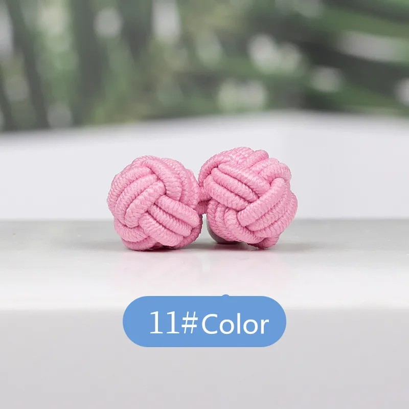 1 pair 37 Colors Multicolor Elastic Fabric Silk Knot Shirt Cufflinks DIY Braided Handmade Elastic Double Rope Ball Cuff Links