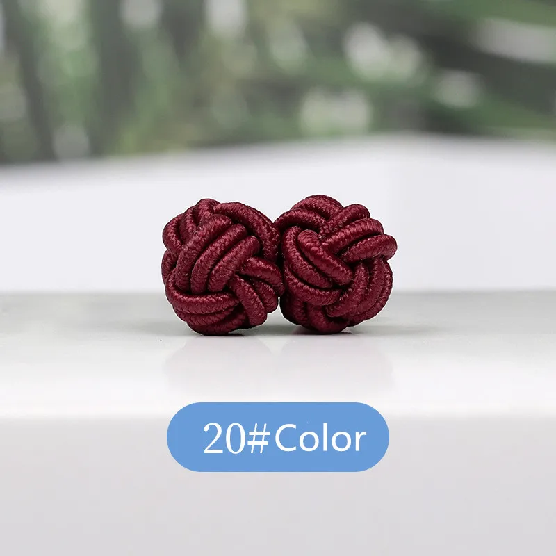 1 pair 37 Colors Multicolor Elastic Fabric Silk Knot Shirt Cufflinks DIY Braided Handmade Elastic Double Rope Ball Cuff Links