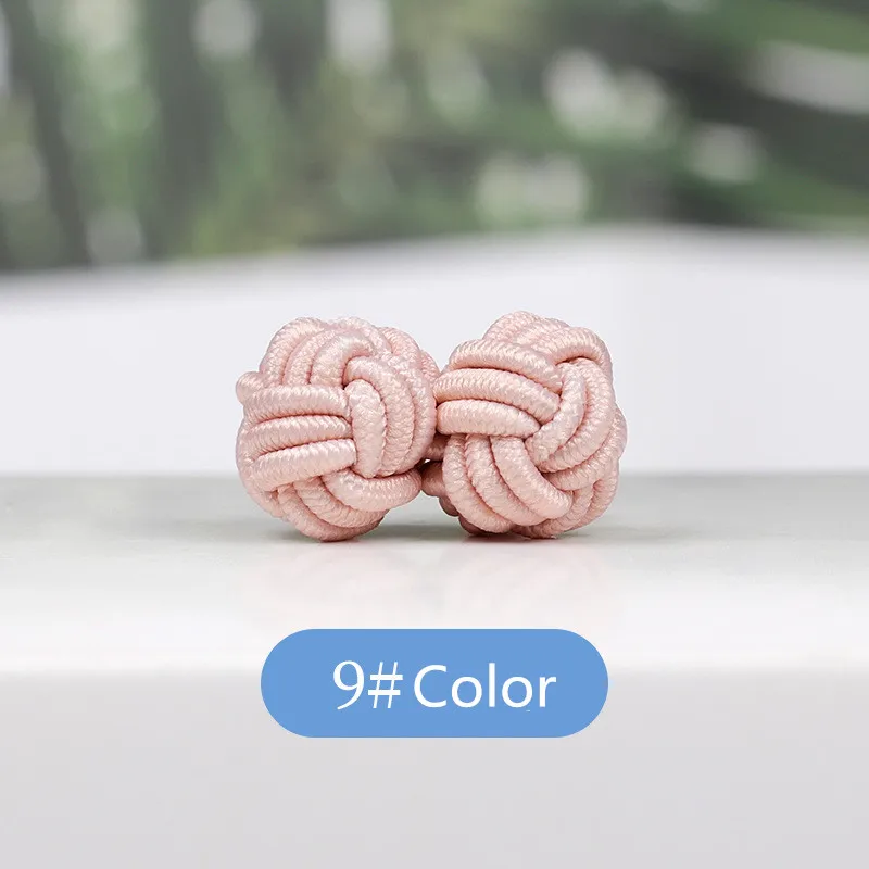 1 pair 37 Colors Multicolor Elastic Fabric Silk Knot Shirt Cufflinks DIY Braided Handmade Elastic Double Rope Ball Cuff Links