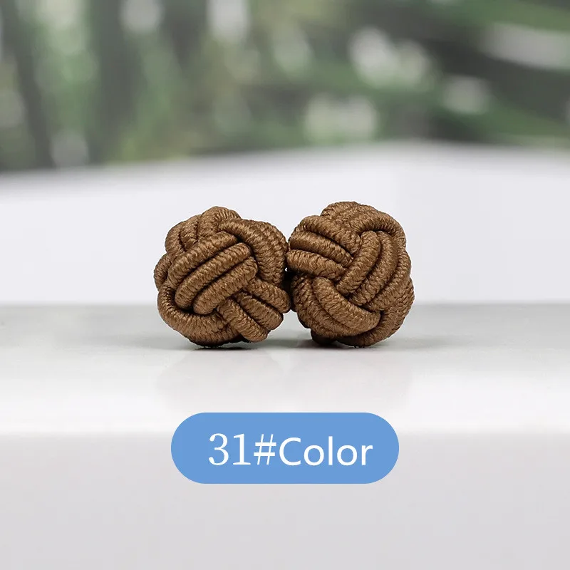 1 pair 37 Colors Multicolor Elastic Fabric Silk Knot Shirt Cufflinks DIY Braided Handmade Elastic Double Rope Ball Cuff Links