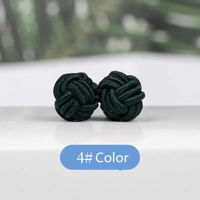 1 pair 37 Colors Multicolor Elastic Fabric Silk Knot Shirt Cufflinks DIY Braided Handmade Elastic Double Rope Ball Cuff Links