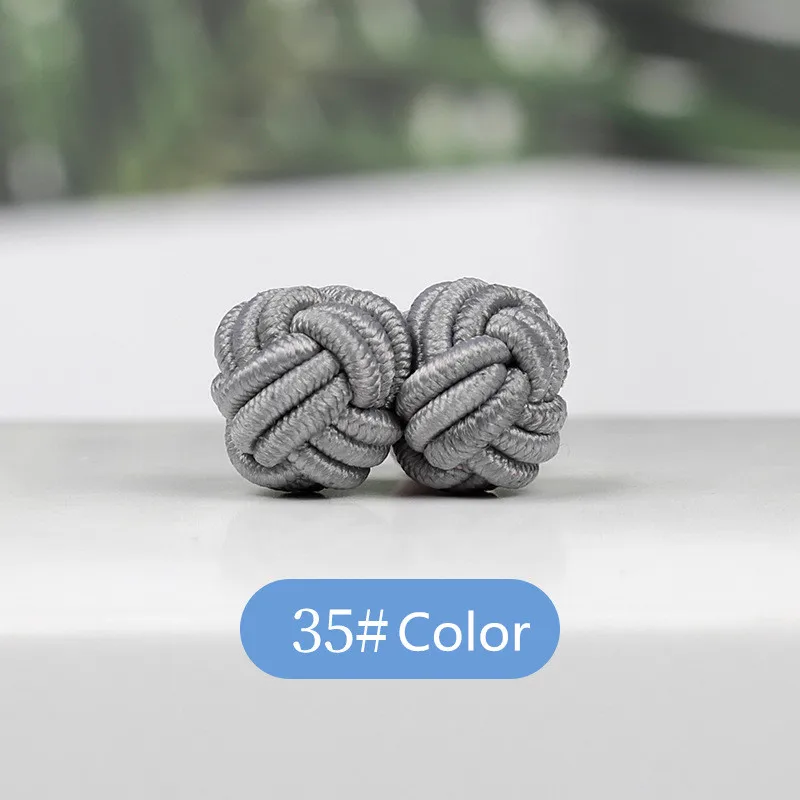 1 pair 37 Colors Multicolor Elastic Fabric Silk Knot Shirt Cufflinks DIY Braided Handmade Elastic Double Rope Ball Cuff Links