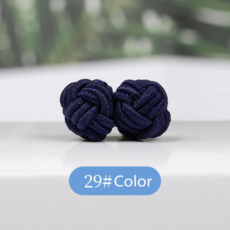 1 pair 37 Colors Multicolor Elastic Fabric Silk Knot Shirt Cufflinks DIY Braided Handmade Elastic Double Rope Ball Cuff Links