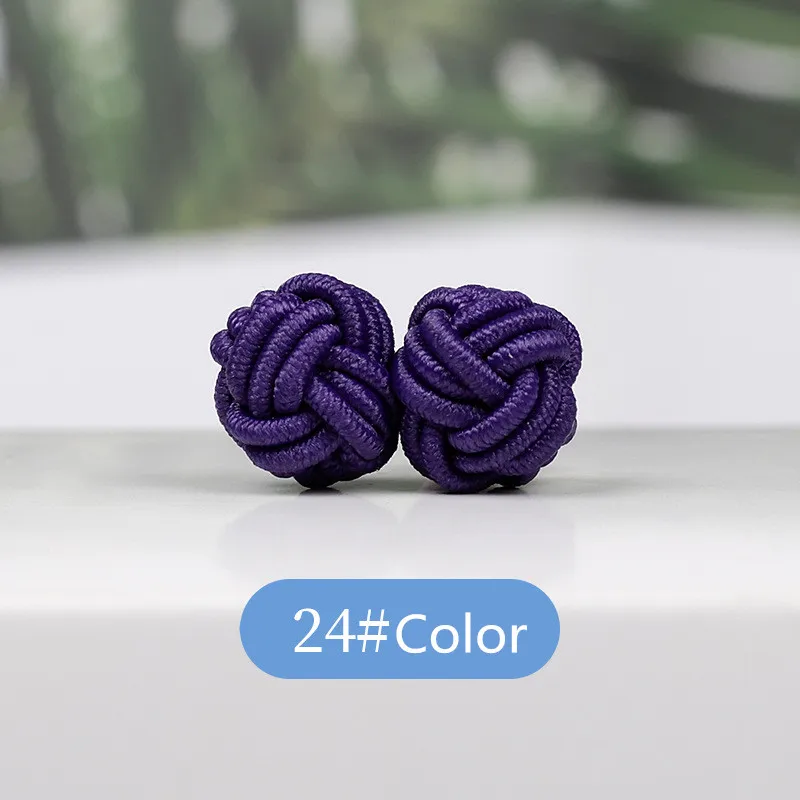1 pair 37 Colors Multicolor Elastic Fabric Silk Knot Shirt Cufflinks DIY Braided Handmade Elastic Double Rope Ball Cuff Links
