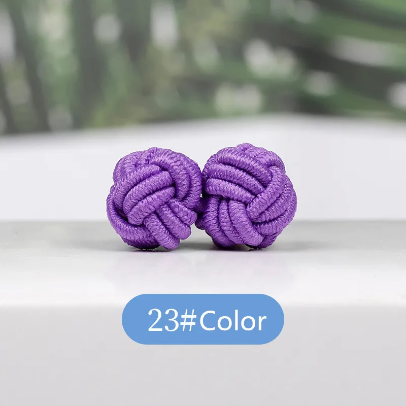 1 pair 37 Colors Multicolor Elastic Fabric Silk Knot Shirt Cufflinks DIY Braided Handmade Elastic Double Rope Ball Cuff Links