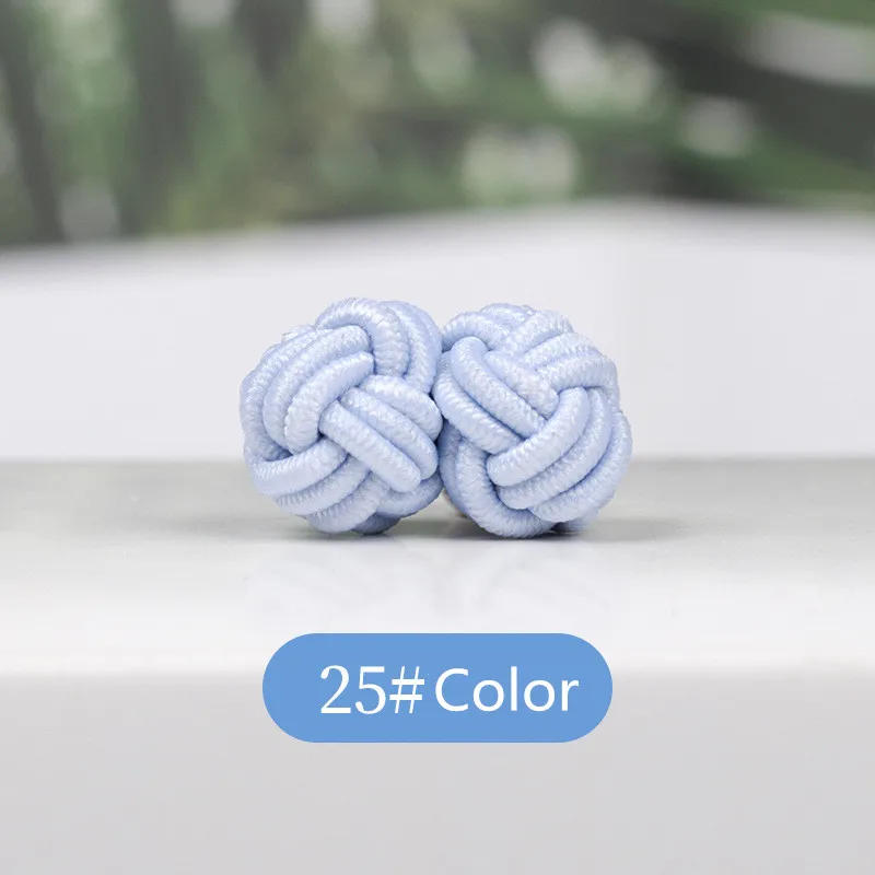 1 pair 37 Colors Multicolor Elastic Fabric Silk Knot Shirt Cufflinks DIY Braided Handmade Elastic Double Rope Ball Cuff Links
