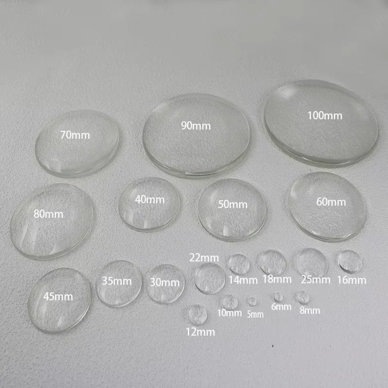 1Packs 6 8 10 12 16 20 25 60mm Round Clear Glass Cabochon Flat Back Transparent Magnifying Glass Cabochon For DIY Jewelry Making
