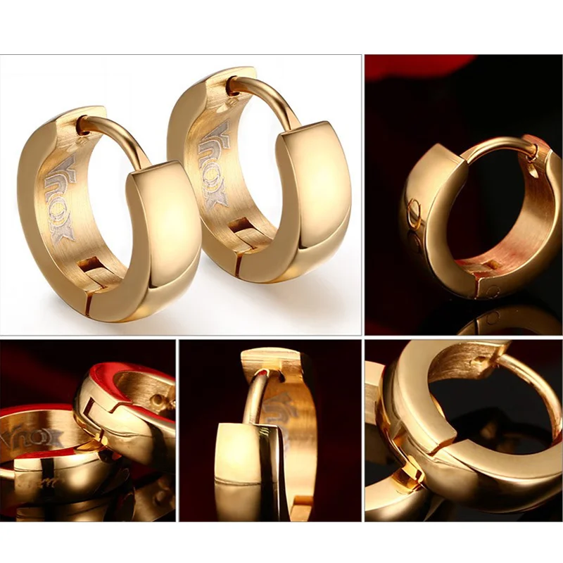 Punk Huggie Earrings for Men, Fashion Jewelry Stainless Steel Unique Small Hoop Earrings Brincos Masculinos