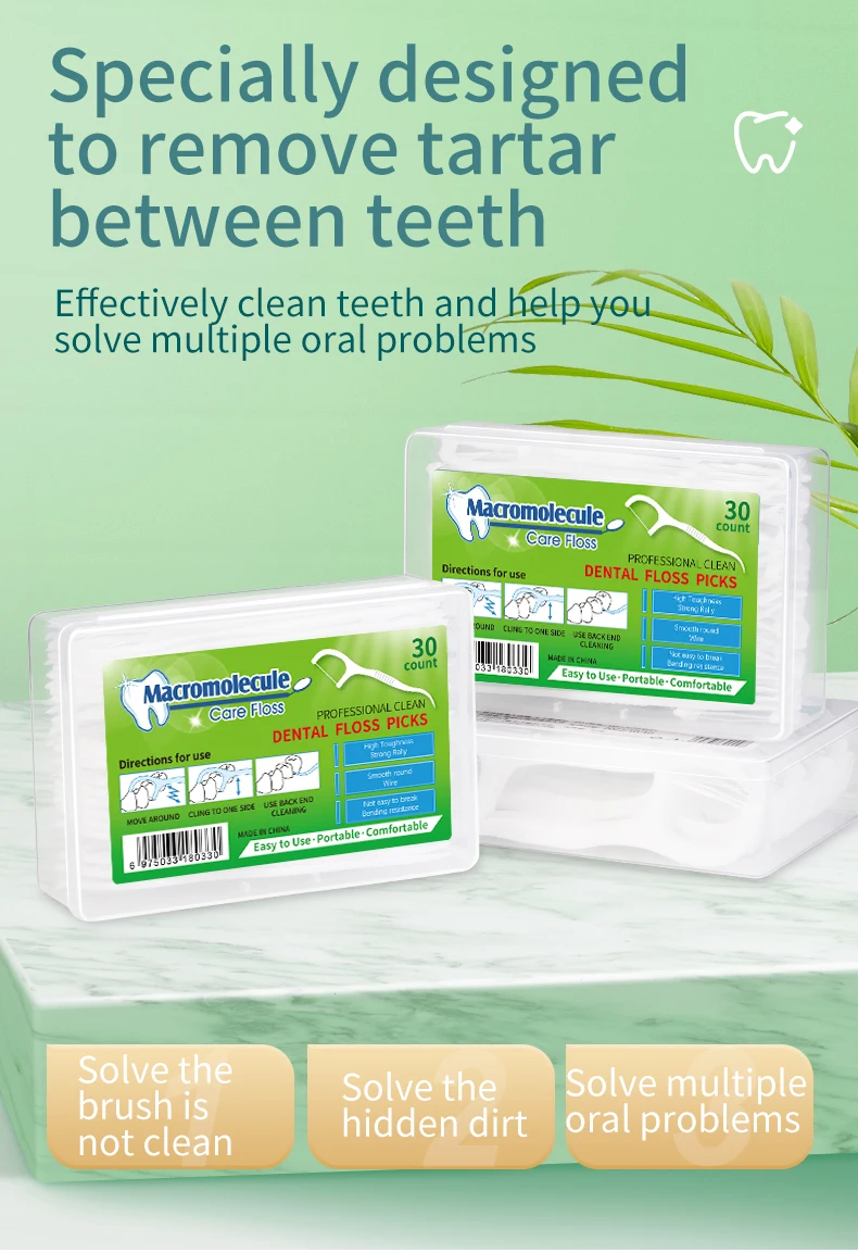 Macromolecule 30pcs Dental Floss 100 Pcs Strong Cleaning Interdental Brush For Teeth Care Toothpicks With Thread Oral