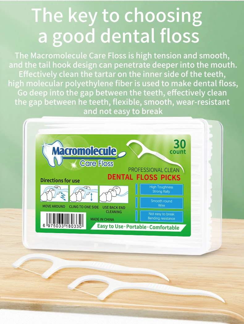 Macromolecule 30pcs Dental Floss 100 Pcs Strong Cleaning Interdental Brush For Teeth Care Toothpicks With Thread Oral