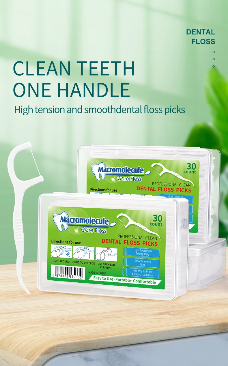 Macromolecule 30pcs Dental Floss 100 Pcs Strong Cleaning Interdental Brush For Teeth Care Toothpicks With Thread Oral