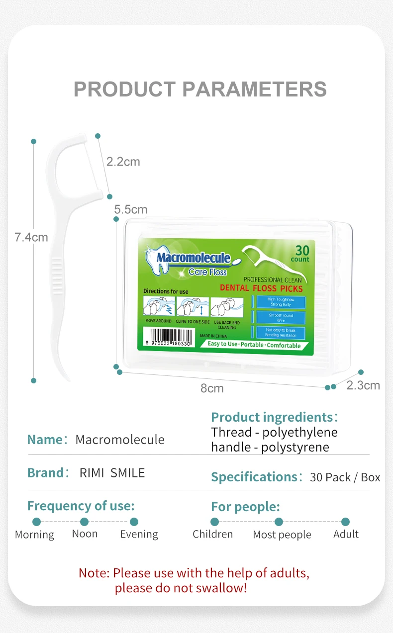 Macromolecule 30pcs Dental Floss 100 Pcs Strong Cleaning Interdental Brush For Teeth Care Toothpicks With Thread Oral