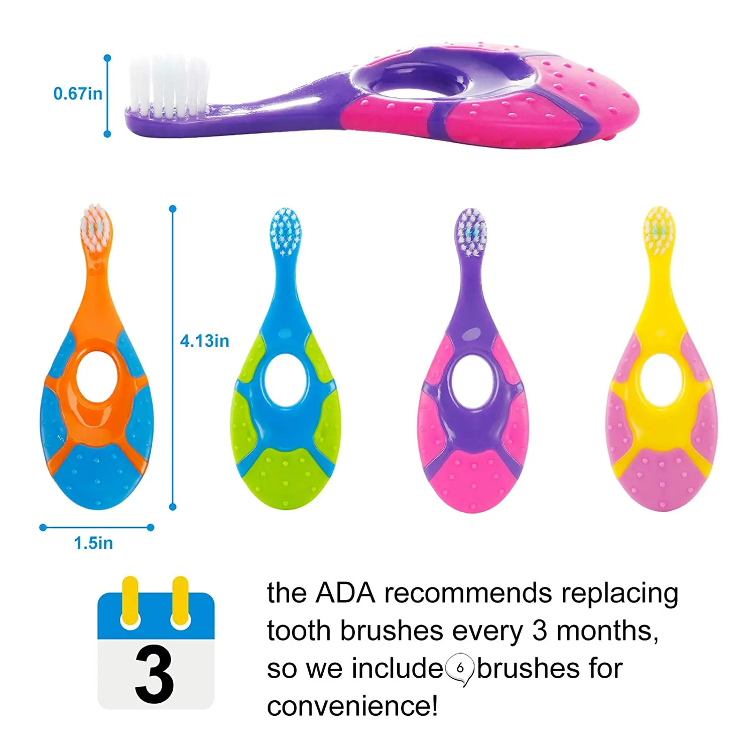 2Pcs Childrens Bucket Soft Bristle Toothbrush, Non Slip Handle, Large End Ultra Dense Soft Bristle Toothbrush, for Kids Gum Care