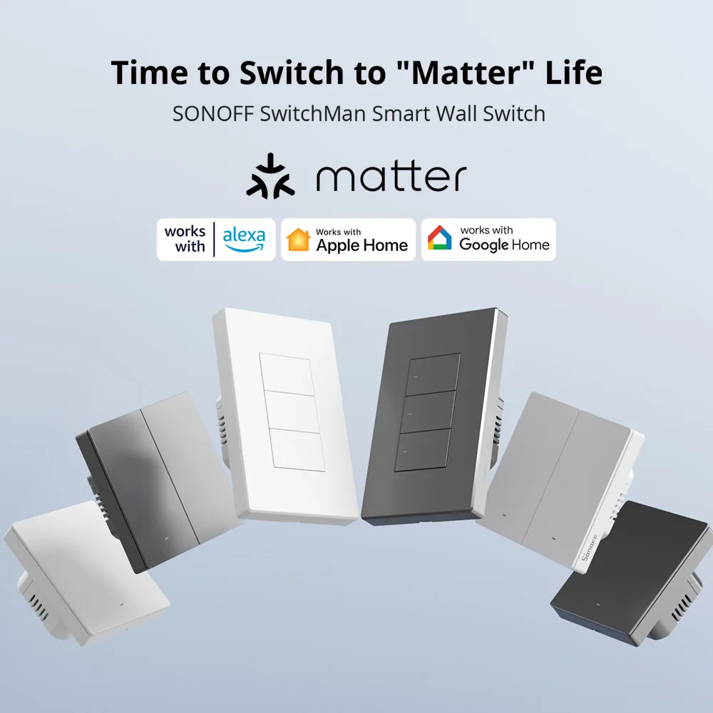 SONOFF M5 80/86Type Matter Smart Wall Switch with Physical Button Detach Relay Mode Schedule Voice Control via Alexa Google Home